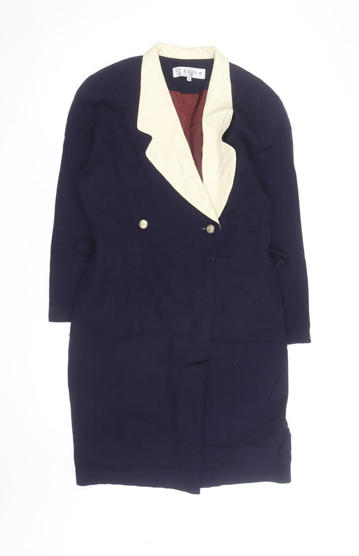 Elina Women's Navy Blazer Coat Size 6 Double Breasted Classic Style