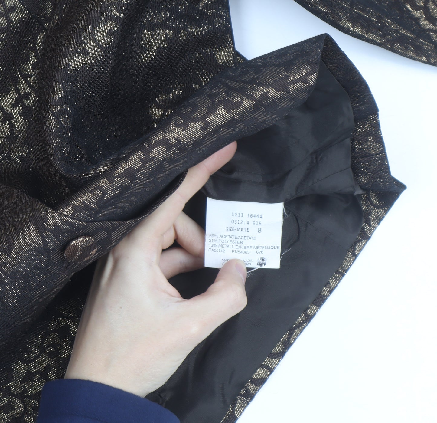 Bianca Nygard Womens Brown Metallic Floral Cropped Blazer Size 8