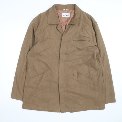 Alfani Men's Brown Cotton Lined Mid-Length Overcoat Size L