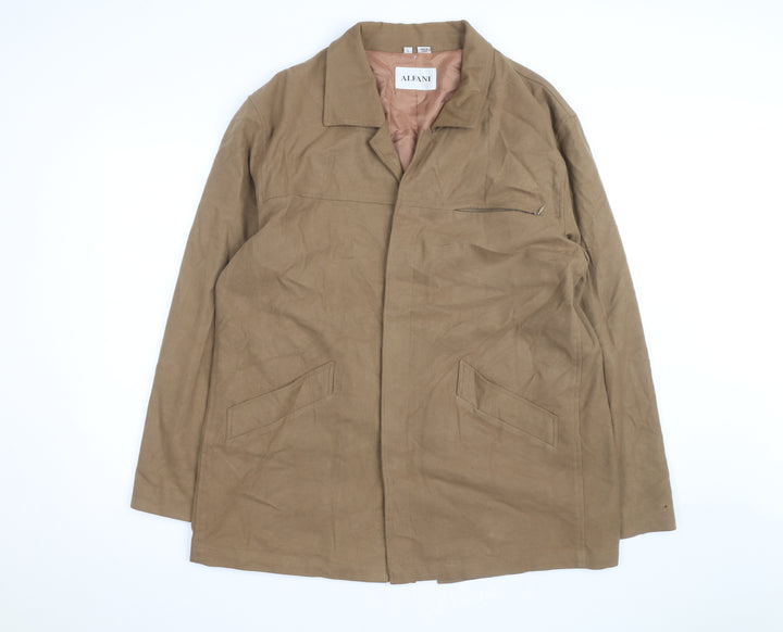 Alfani Men's Brown Cotton Lined Mid-Length Overcoat Size L