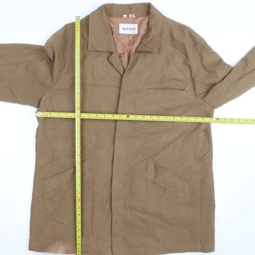 Alfani Men's Brown Cotton Lined Mid-Length Overcoat Size L