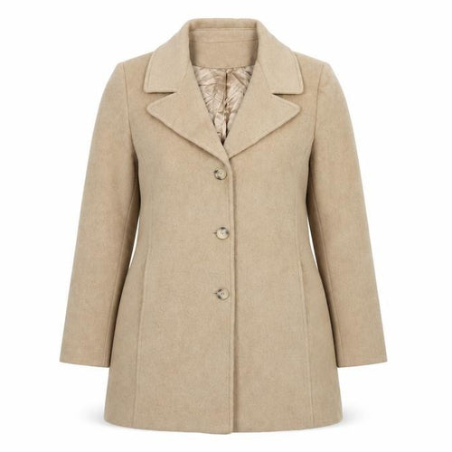 Larry Levine Design Women's Beige Camelhair Long Overcoat Size 14