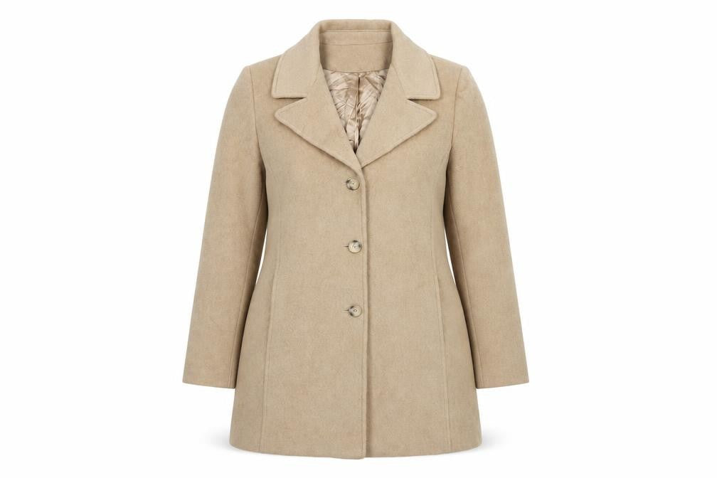 Larry Levine Design Women's Beige Camelhair Long Overcoat Size 14