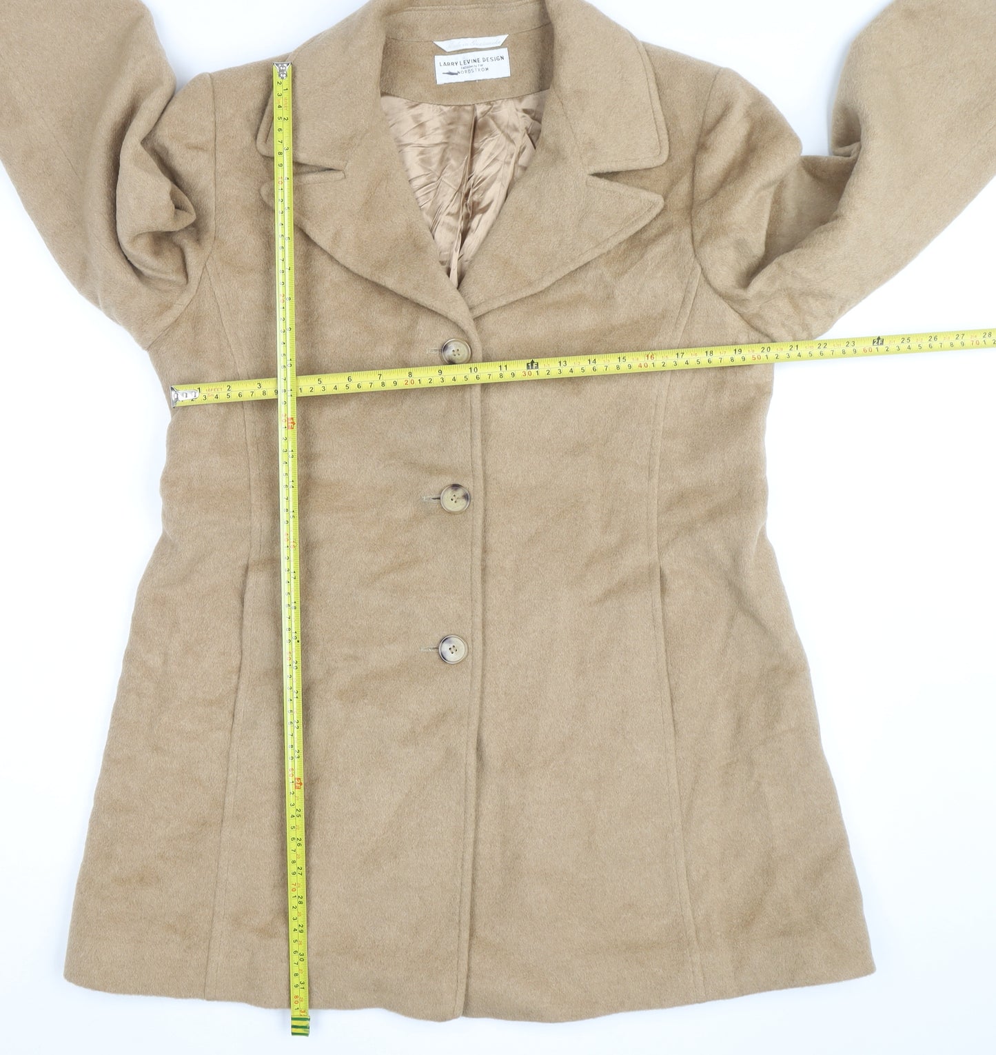 Larry Levine Design Women's Beige Camelhair Long Overcoat Size 14