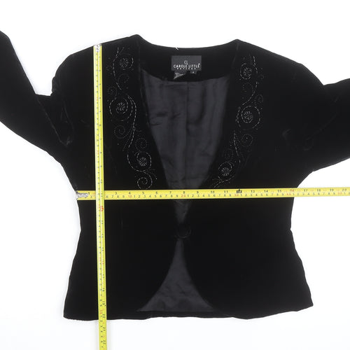 Carole Little Petites Women’s Black Velvet Beaded Blazer Size 6P