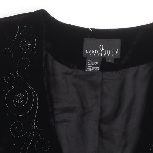 Carole Little Petites Women’s Black Velvet Beaded Blazer Size 6P