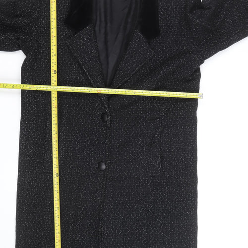 David Benjamin Womens Black Wool Tweed Long Overcoat Size S