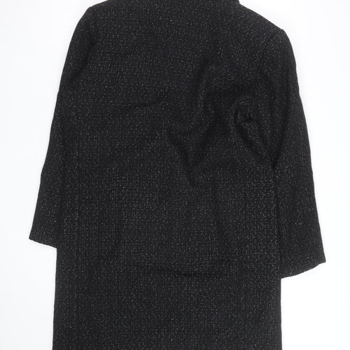 David Benjamin Womens Black Wool Tweed Long Overcoat Size S