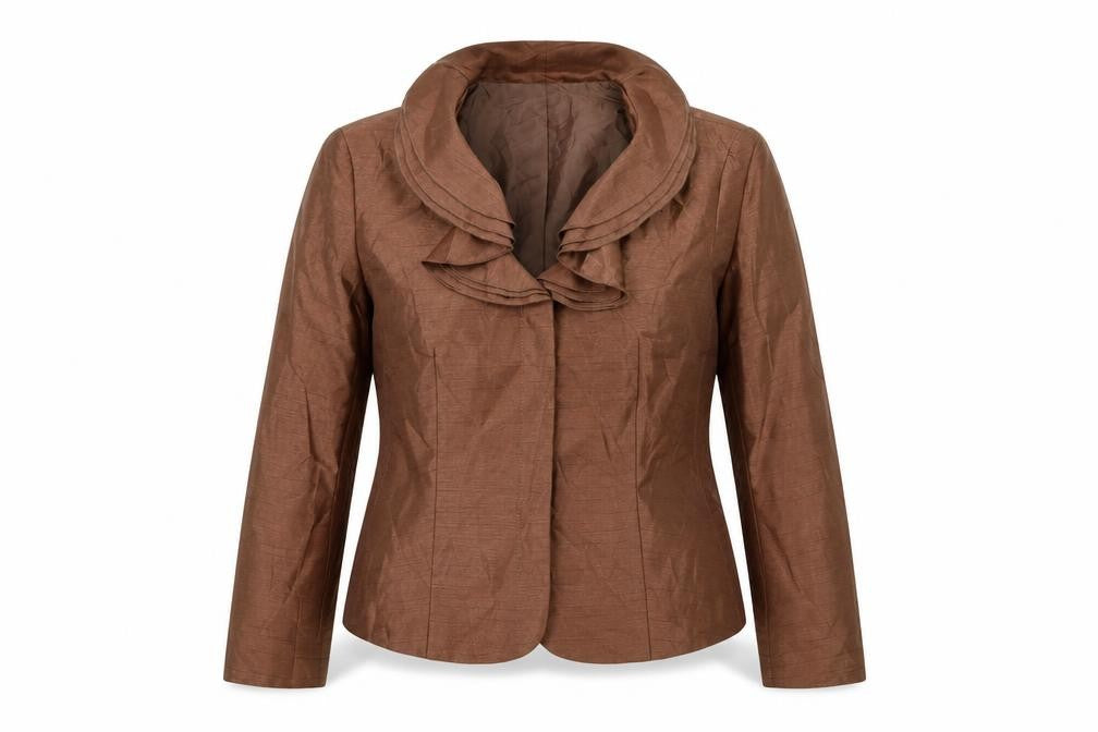 Front view of John Meyer Women's Brown Polyester Blazer, size 12, Classic Style