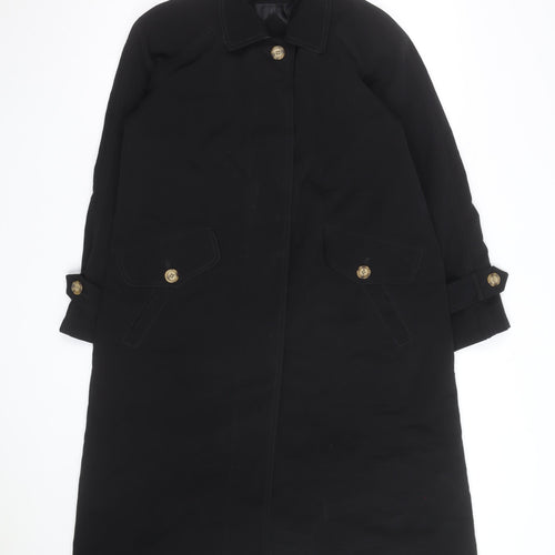 New York Harbor Womens Black Long Trench Coat Size 12