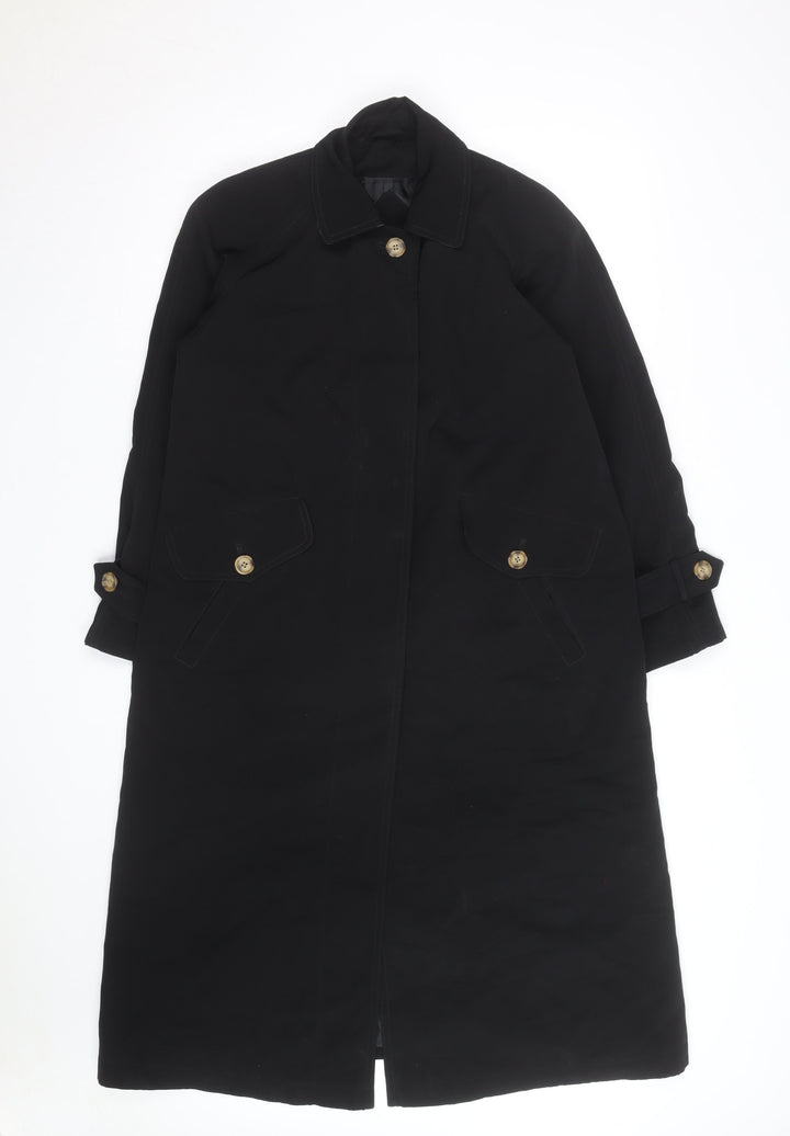 New York Harbor Womens Black Long Trench Coat Size 12