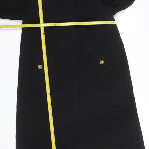 New York Harbor Womens Black Long Trench Coat Size 12