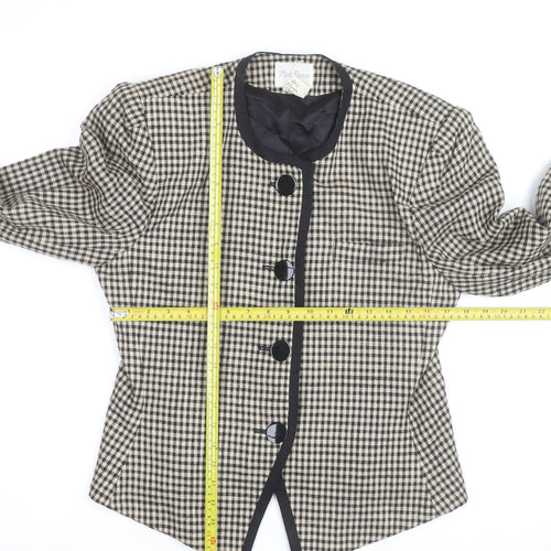 Park Square Women Beige Checked Blazer Jacket Size 12 Classic Style