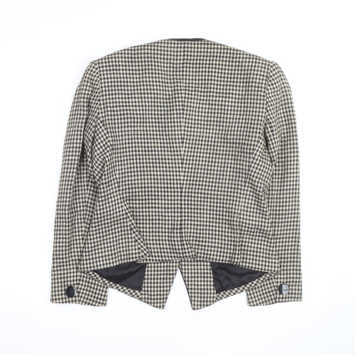 Park Square Women Beige Checked Blazer Jacket Size 12 Classic Style