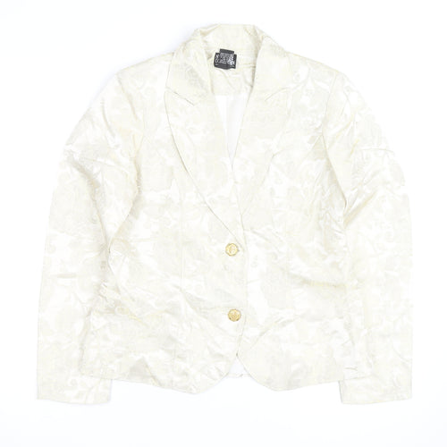 NY Collection Women's Ivory Metallic Floral Blazer Size S