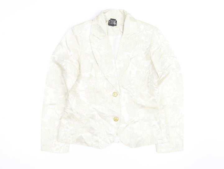 NY Collection Women's Ivory Metallic Floral Blazer Size S