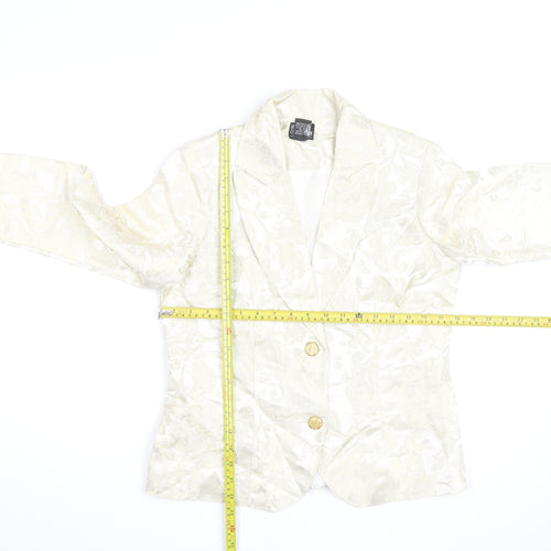 NY Collection Women's Ivory Metallic Floral Blazer Size S