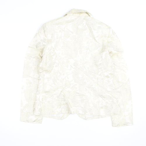 NY Collection Women's Ivory Metallic Floral Blazer Size S