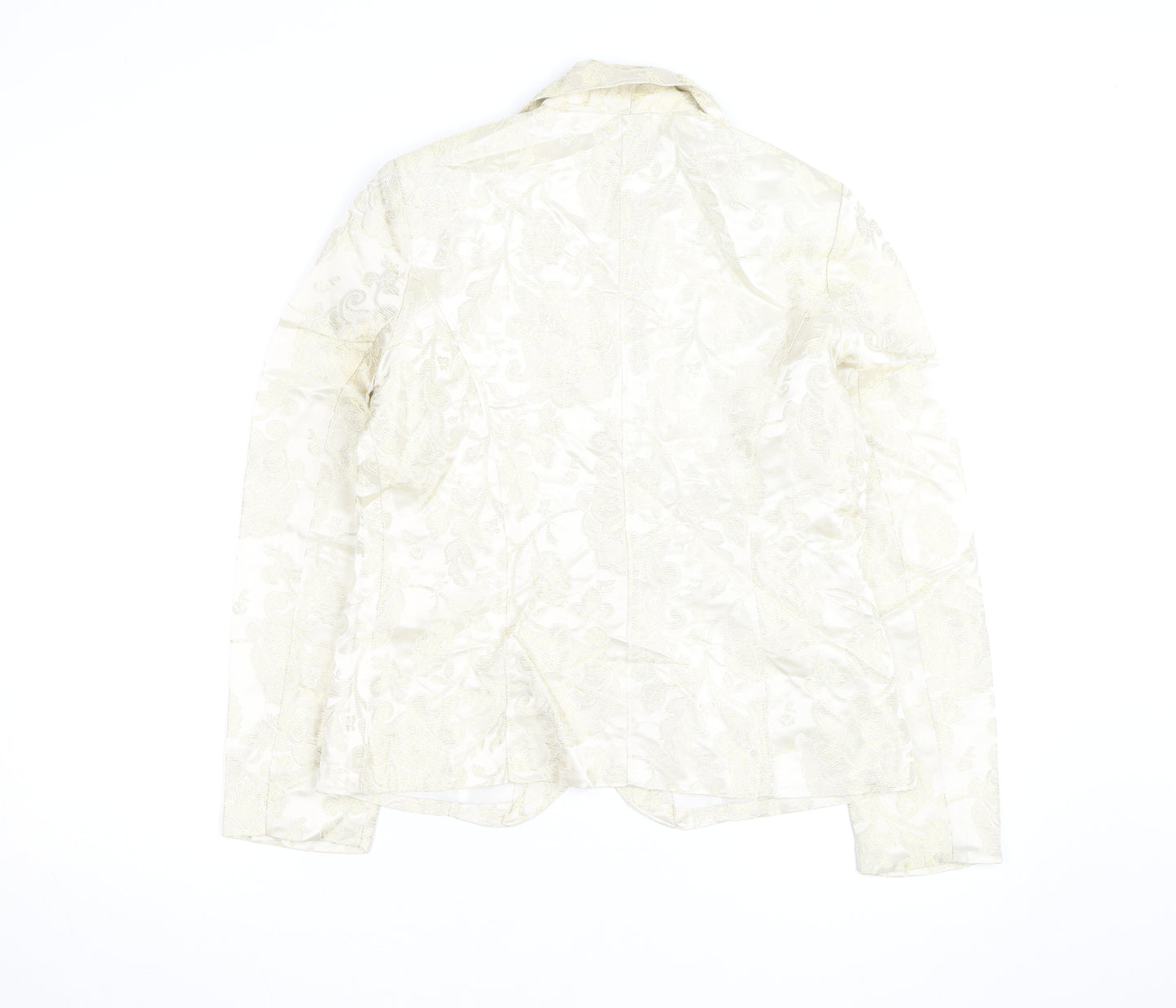 NY Collection Women's Ivory Metallic Floral Blazer Size S
