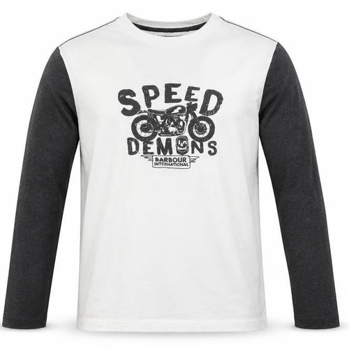 Barbour Boys White Long Sleeve Graphic Motorcycle T-Shirt Size 2XL
