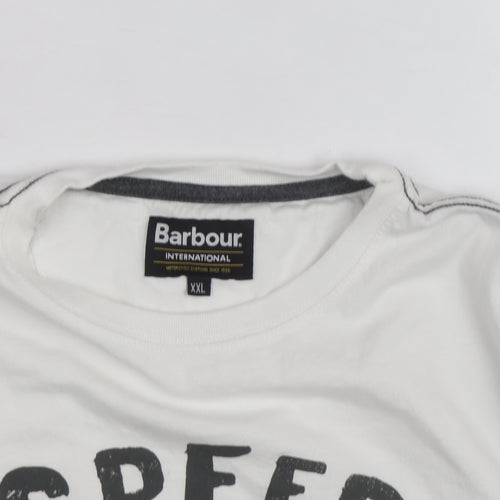 Barbour Boys White Long Sleeve Graphic Motorcycle T-Shirt Size 2XL