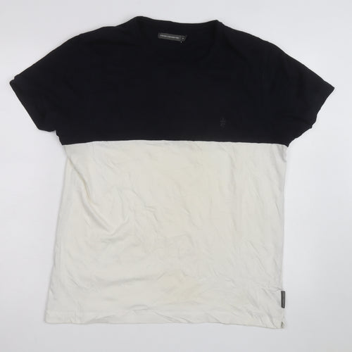 French Connection Men's Black & White XL Colourblock Crew Neck T-Shirt