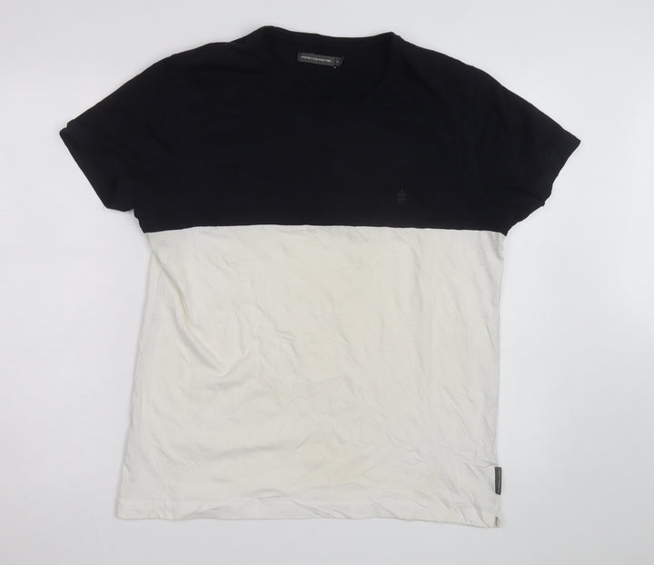 French Connection Men's Black & White XL Colourblock Crew Neck T-Shirt
