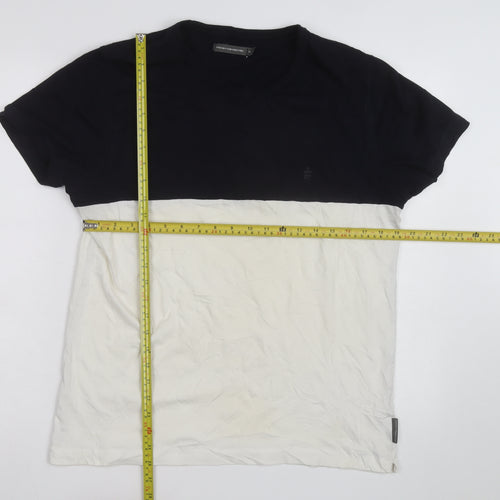 French Connection Men's Black & White XL Colourblock Crew Neck T-Shirt