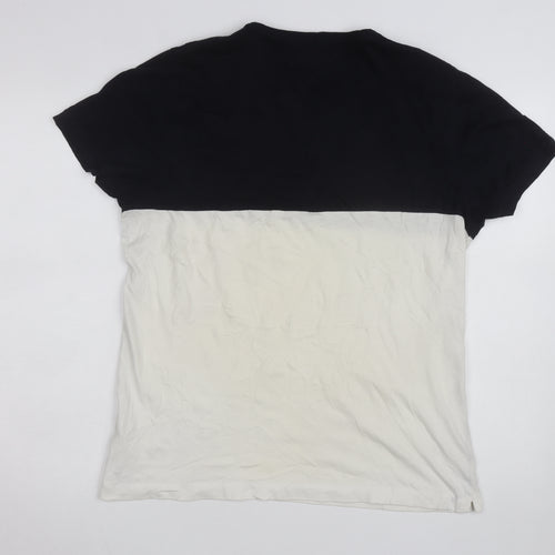 French Connection Men's Black & White XL Colourblock Crew Neck T-Shirt