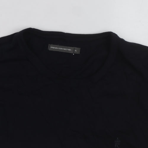French Connection Men's Black & White XL Colourblock Crew Neck T-Shirt