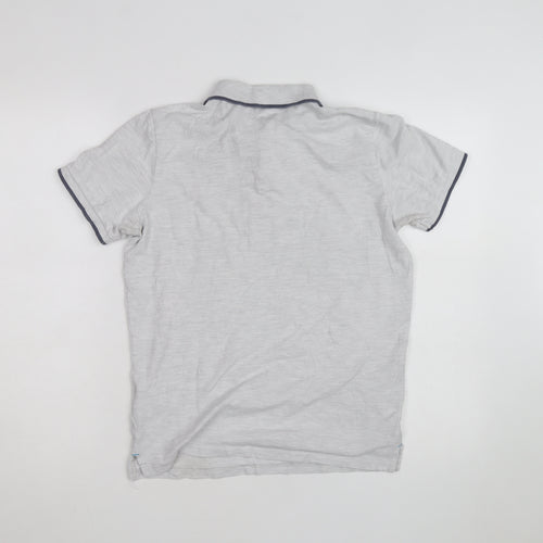 Tom Tailor Men's Grey Cotton Short Sleeve Polo Shirt Size S