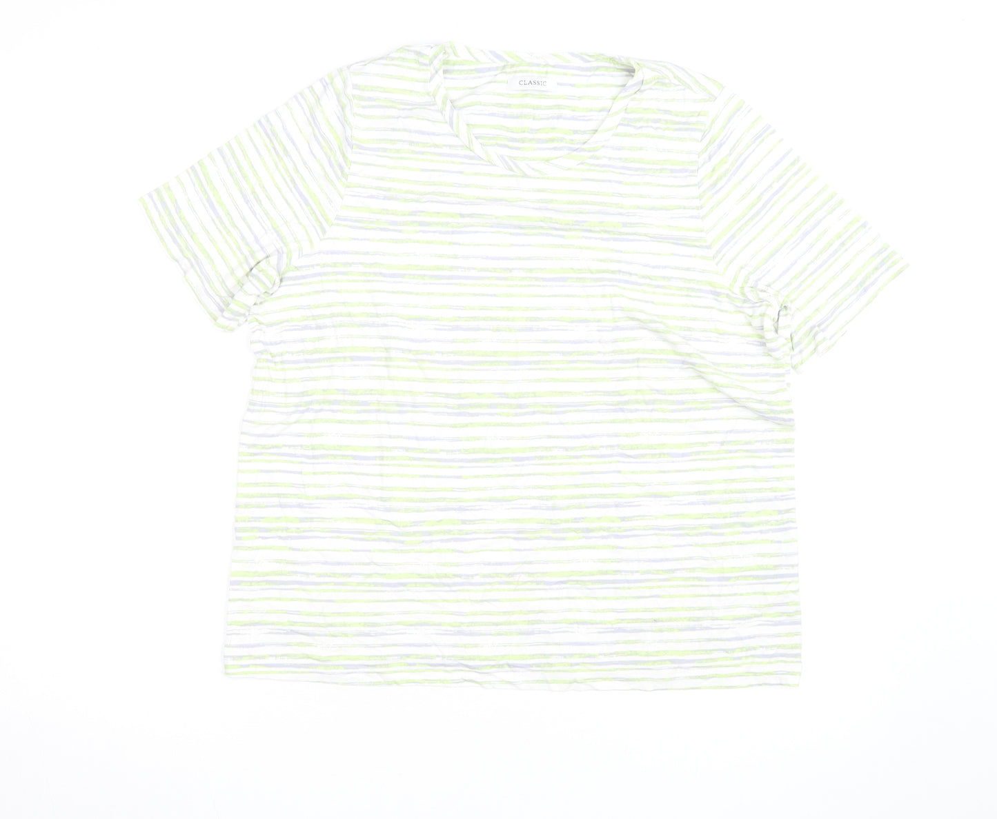 Marks and Spencer Women’s Multicoloured Striped Cotton T-Shirt Size 20