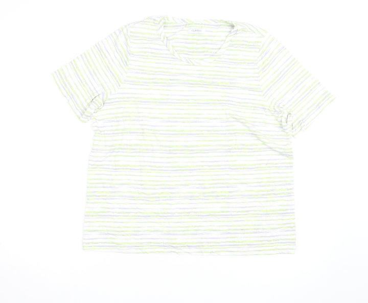 Marks and Spencer Women’s Multicoloured Striped Cotton T-Shirt Size 20