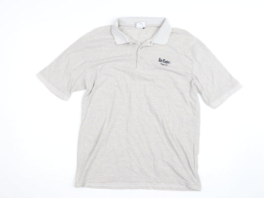 Lee Cooper Men's Beige Cotton Polo Shirt Size M Regular Fit