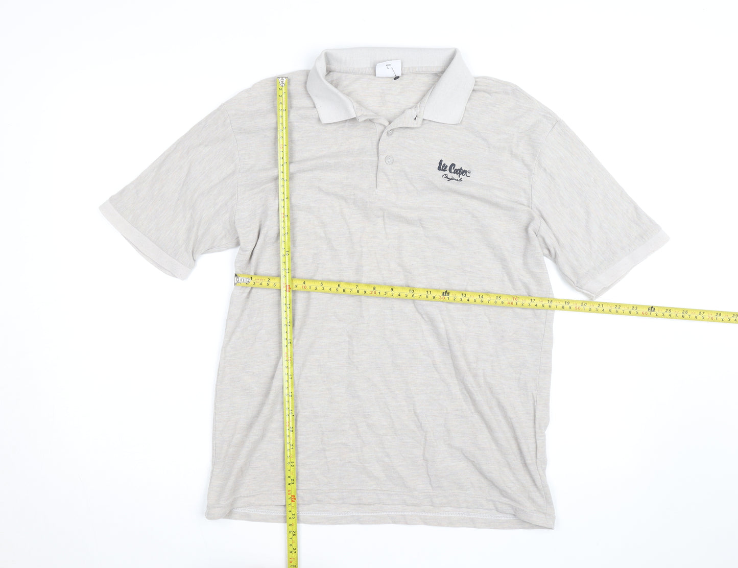 Lee Cooper Men's Beige Cotton Polo Shirt Size M Regular Fit