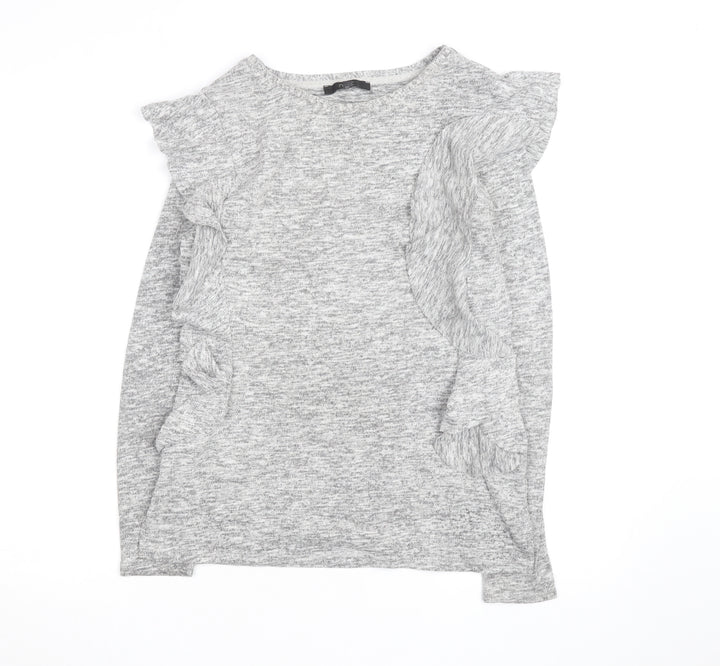 Next Women Grey Ruffle Long Sleeve Knit Jumper Size 8