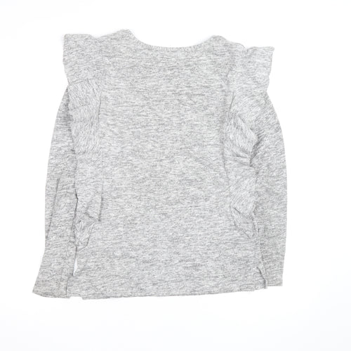 Next Women Grey Ruffle Long Sleeve Knit Jumper Size 8