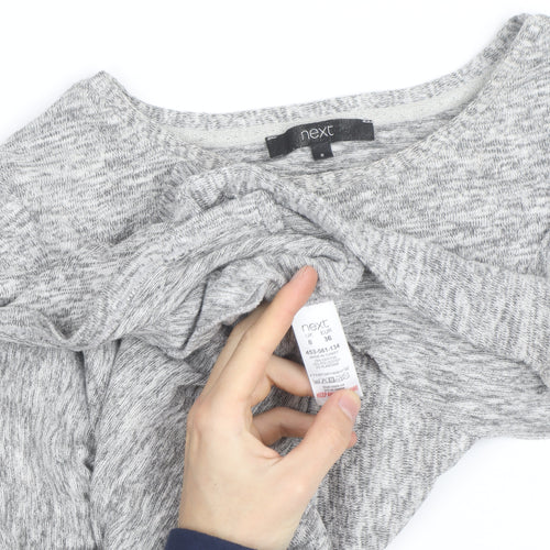 Next Women Grey Ruffle Long Sleeve Knit Jumper Size 8