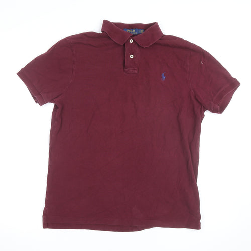 Polo Ralph Lauren Men's Burgundy Cotton Slim Fit Polo Shirt Size L