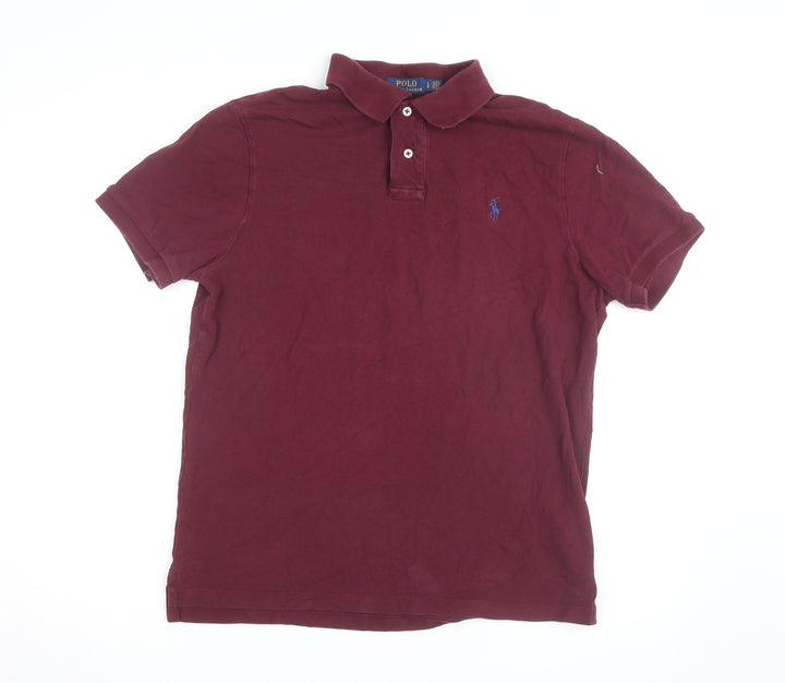 Polo Ralph Lauren Men's Burgundy Cotton Slim Fit Polo Shirt Size L