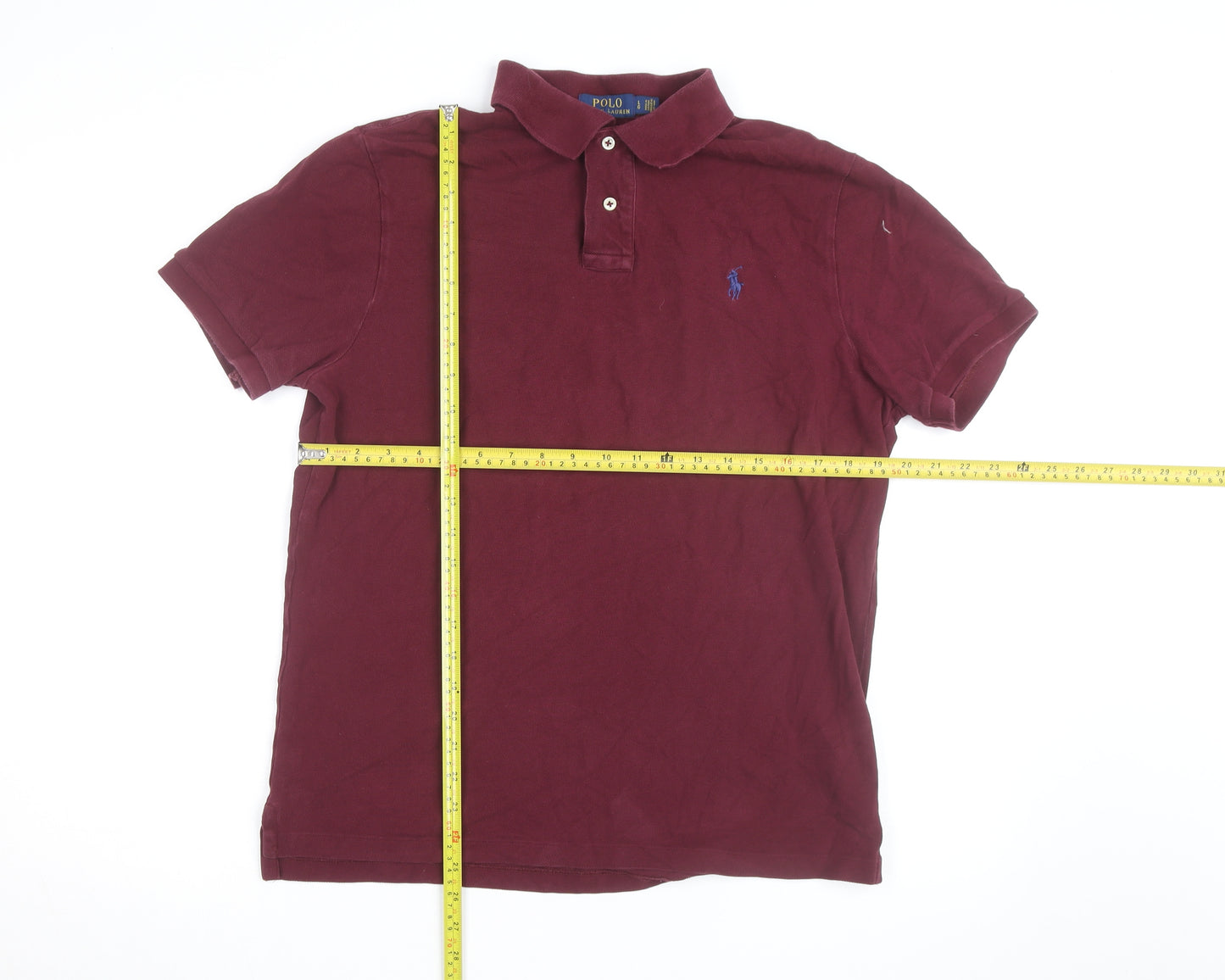 Polo Ralph Lauren Men's Burgundy Cotton Slim Fit Polo Shirt Size L