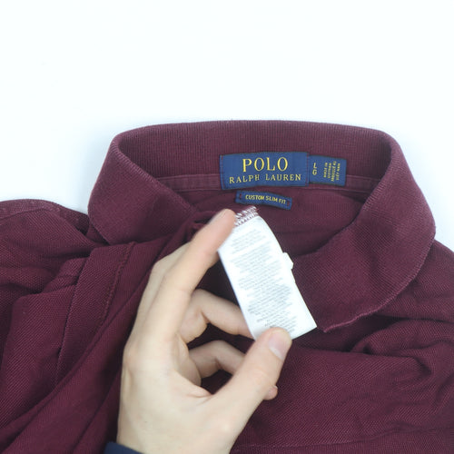 Polo Ralph Lauren Men's Burgundy Cotton Slim Fit Polo Shirt Size L