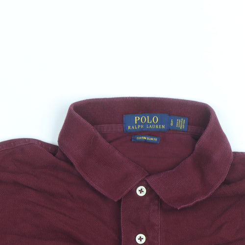 Polo Ralph Lauren Men's Burgundy Cotton Slim Fit Polo Shirt Size L