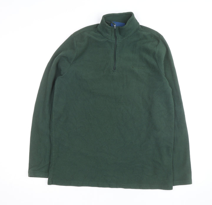 Mountain Warehouse Men's Green Fleece 1/4 Zip Pullover Sweatshirt Size L