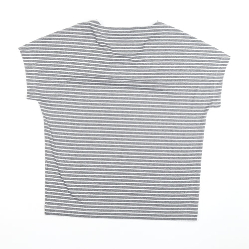 Rohan Women Grey Striped V-Neck Short Sleeve T-Shirt Size 14