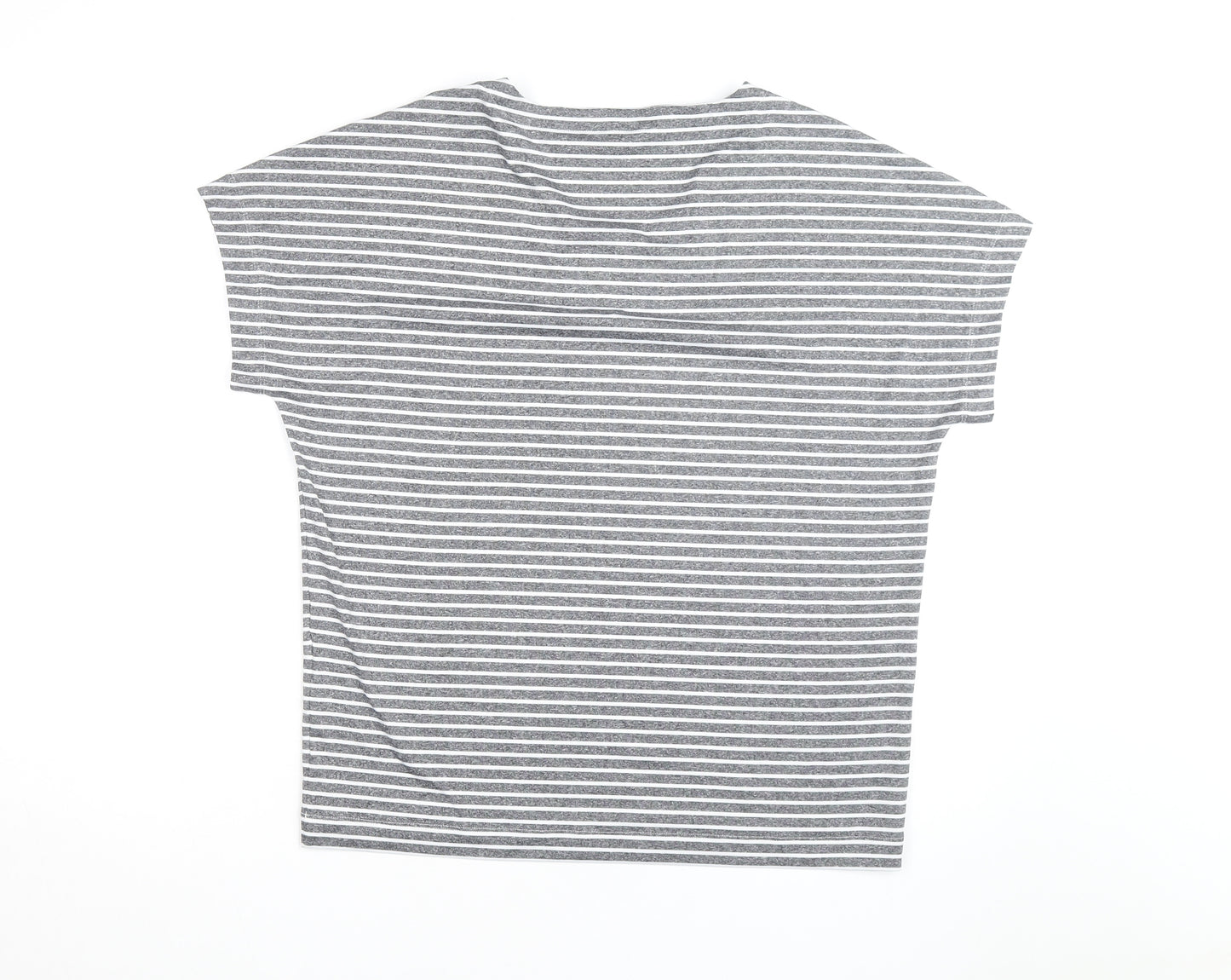Rohan Women Grey Striped V-Neck Short Sleeve T-Shirt Size 14