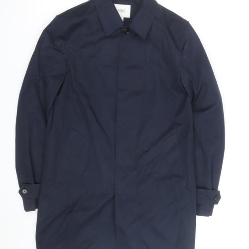 Marks and Spencer Men's Blue Regular Fit Mid-Length Trench Coat S