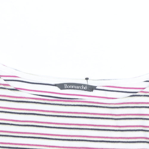 Bonmarché Women’s Multicoloured Striped Cotton Knit Jumper Size 20