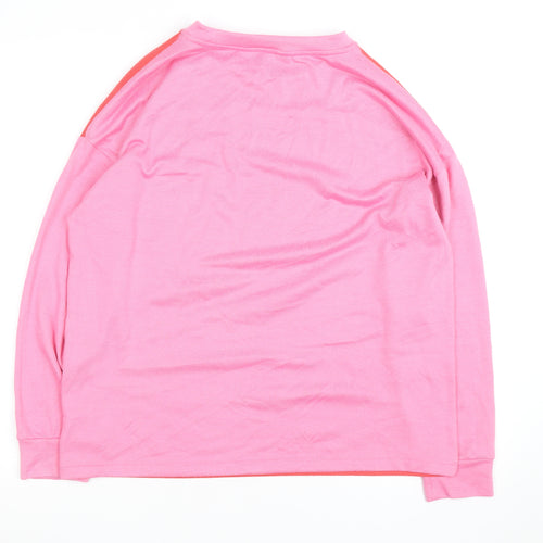 Nutmeg Women Pink Striped Cotton Crew Neck Jumper Size 12