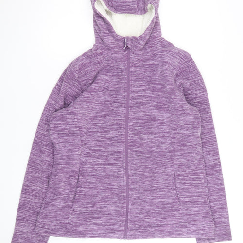 Mountain Warehouse Women Purple Full Zip Hooded Fleece Jacket Size 18